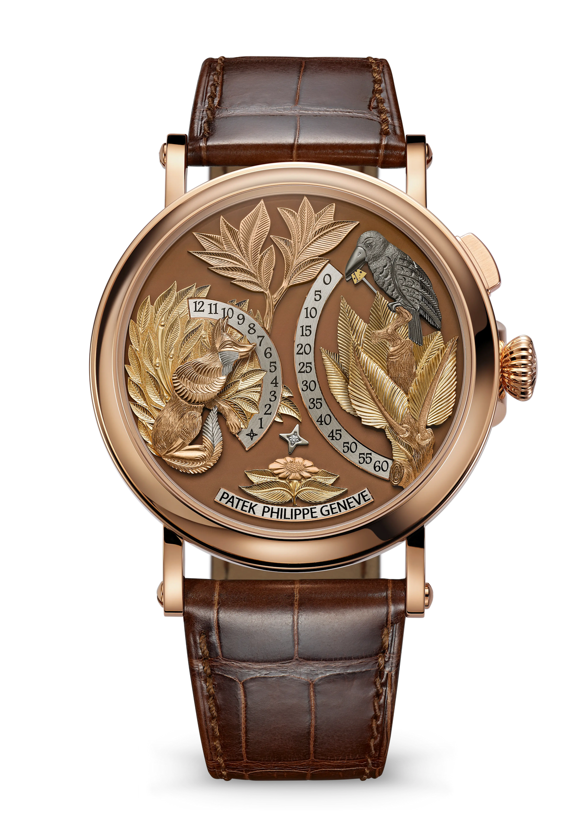 HOURS AND MINUTES ON DD. AN. - BROWN AND ROSE GOLD view 1