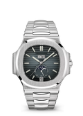 Charcoal Moonphase Watch with Silver Tone Link Bracelet