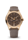Brown Calendar Watch with Rose Gold Tone Case and Textured Strap