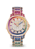 Rainbow Crystal Watch with Gold Tone Case and Multicolor Bracelet