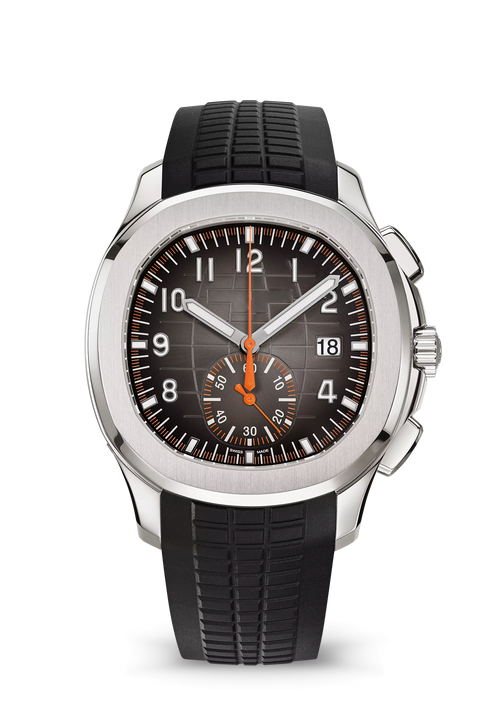 Black Sport Chronograph with Orange Accent and Silver Tone Case