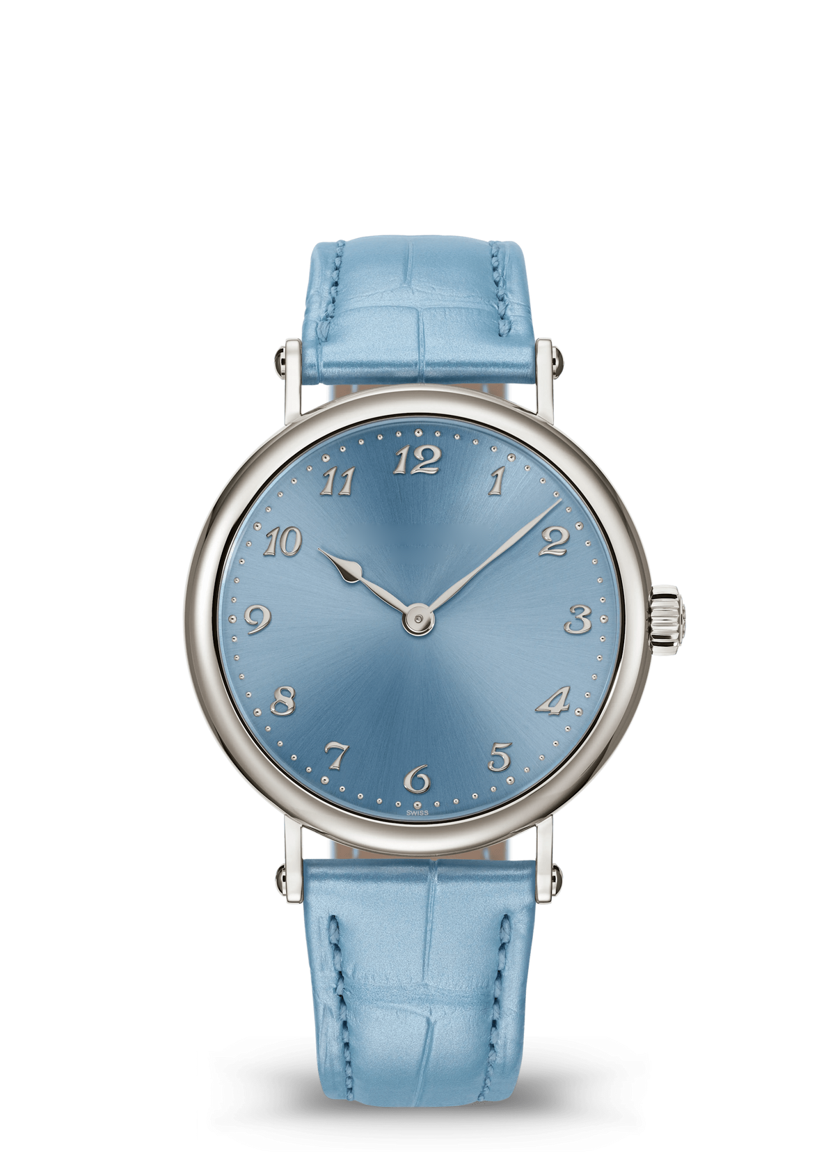 Powder Blue Dress Watch with Silver Tone Case and Matching Strap