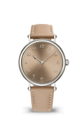 Sand Dial Dress Watch with Silver Tone Case and Tan Strap