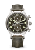 Olive Dial Chronograph with Silver Tone Case and Dark Green Strap