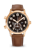 Brown Pilot Dial Watch with Rose Gold Tone Case and Smooth Strap