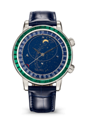 Navy Star Dial Watch with Green Crystal Bezel
