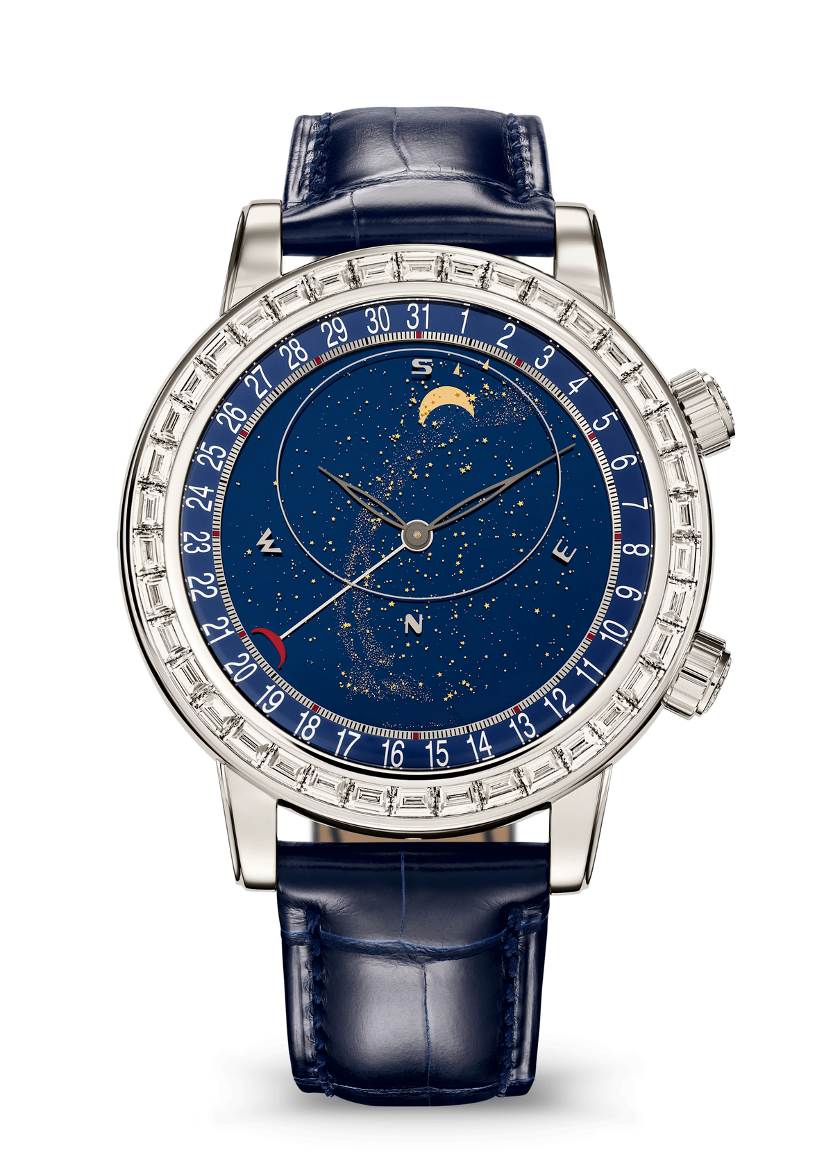 Navy Star Dial Watch with Clear Crystal Bezel