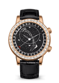 Black Star Dial Watch with Rose Gold Tone Crystal Bezel