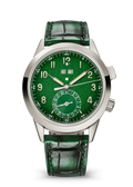 Emerald Green Alarm Dial Watch with Silver Tone Case
