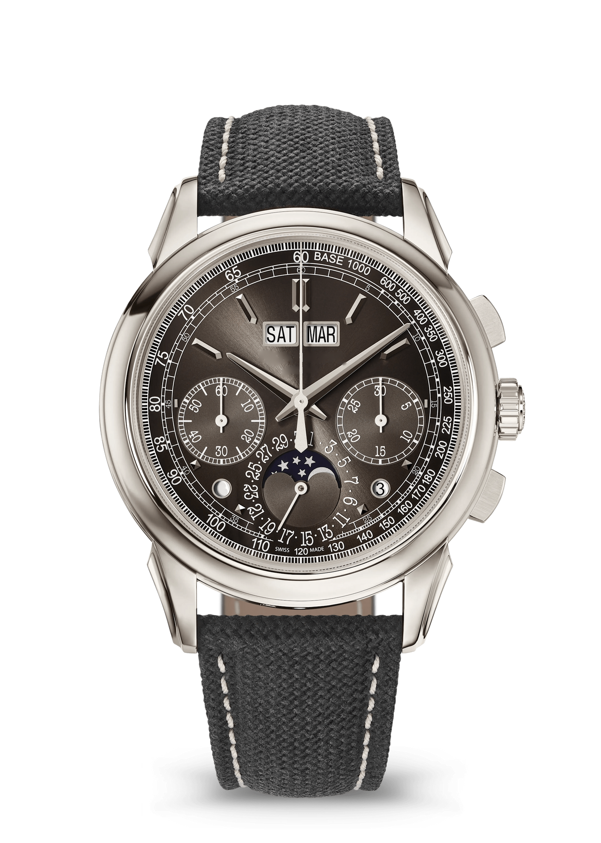 Charcoal Calendar Chronograph with Grey Stitched Strap