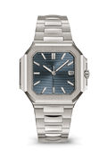 Steel Blue Square Watch with Silver Tone Bracelet