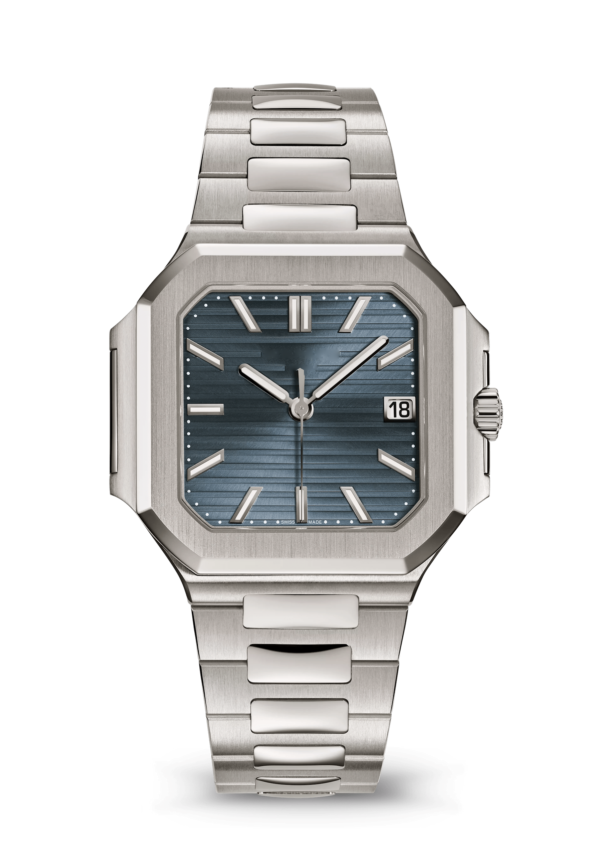 Steel Blue Square Watch with Silver Tone Bracelet