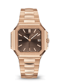 Chocolate Brown Square Watch with Rose Gold Tone Bracelet