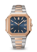 Navy Square Watch with Two-Tone Metal Bracelet