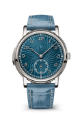 Teal Wave Dial Watch with Silver Tone Case and Blue Strap
