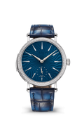 Deep Blue Wave Dial Watch with Silver Tone Crystal Bezel