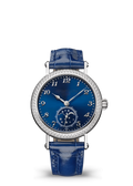 Royal Blue Moonphase Watch with Silver Tone Crystal Bezel