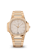 Ivory Ridged Dial Watch with Gold Tone Crystal Bezel