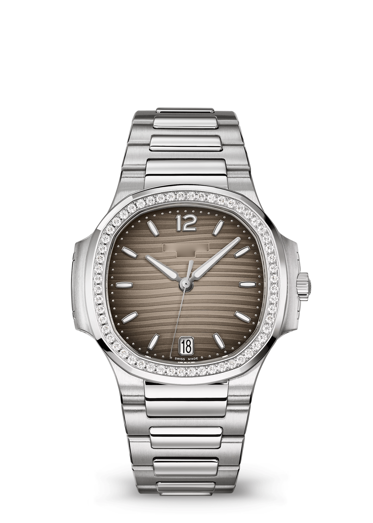 Brown Gradient Watch with Clear Crystal Bezel and Silver Tone Bracelet