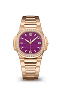 Magenta Dial Watch with Rose Gold Tone Crystal Bezel and Bracelet