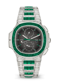 Charcoal Chronograph with Green Crystal Bezel and Bracelet