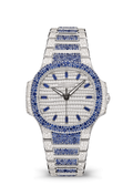 Silver Tone Crystal Watch with Blue Stone Accents