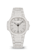 Silver Tone Crystal Watch with White Numerals and Pave Bracelet