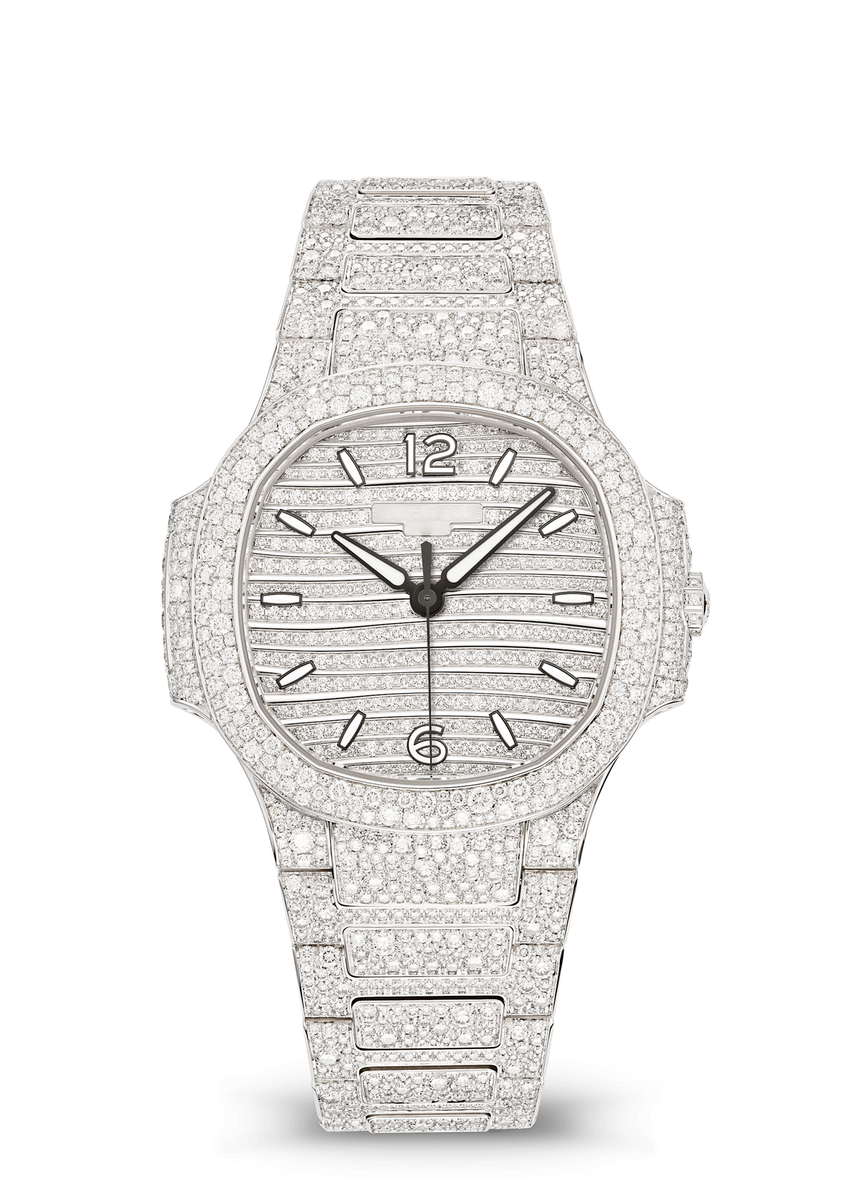 Silver Tone Crystal Watch with White Numerals and Pave Bracelet
