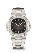 Black Ridged Dial Watch with Clear Crystal Bezel and Silver Tone Bracelet