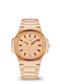 Champagne Watch with Orange Crystal Bezel and Rose Gold Tone Bracelet