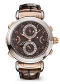 Brown Multi-Dial Watch with Two-Tone Case and Glossy Strap